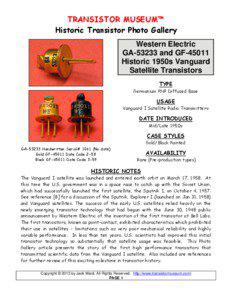 Transistor Museum Photo Gallery Vanguard Satellite Transistors Page 10