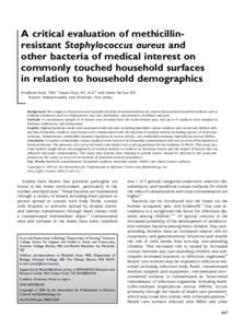 A critical evaluation of methicillin-resistant Staphylococcus aureus and other bacteria of medical interest on commonly touched household surfaces in relation to household demographics