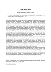 Introduction Bruno Gnassounou et Max Kistler in : Bruno Gnassounou et Max Kistler (éd.), sciences, Paris, CNRS Editions, 2006, p[removed]Les dispositions en philosophie et en