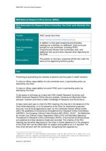 NRES REC Vice Chair Role Description  NHS National Research Ethics Service (NRES) Role Description for Research Ethics Committee Vice Chair (and Alternate Vice Chair