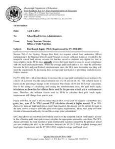 Mississippi Department of Education Tom Burnham, Ed. D.  State Superintendent of Education Lynn J. House, Ph. D.  Deputy State Superintendent Office of Instructional Enhancement and Internal Operations Scott Clemen