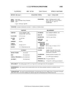 1,1,2,2-TETRACHLOROETHANE  MW: [removed]Cl2 CHCHCl2 METHOD: 2562, Issue 1