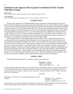 Limitation in the Apparent Heat Capacity Formulation for Heat Transfer with Phase Change