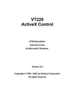 VT220 ActiveX Control VT220 Emulation ActiveX Control for Microsoft Windows