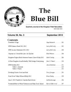 The  Blue Bill Quarterly Journal of the Kingston Field Naturalists ISSN[removed]