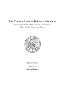 The Classical Limit of Bohmian Mechanics Semiclassical Wave Packets and an Application to Many Particle Scattering Theory Dissertation vorgelegt von