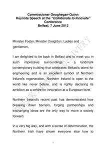 Commissioner Geoghegan-Quinn Keynote Speech at the 