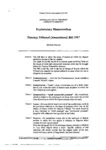 Tenancy Tribunal (Amendment) Bill[removed]AUSTRALIAN CAPITAL TERRITORY LEGISLATIVE ASSEMBLY  Explanatory Memorandum