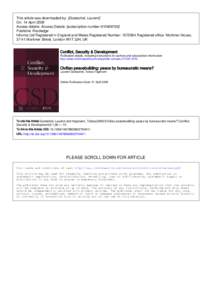 This article was downloaded by: [Goetschel, Laurent] On: 14 April 2009 Access details: Access Details: [subscription number[removed]Publisher Routledge Informa Ltd Registered in England and Wales Registered Number: 10