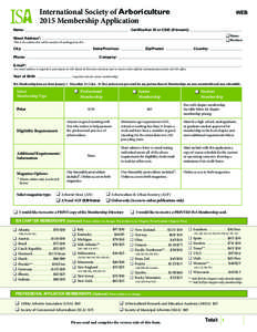 International Society of Arboriculture 2015 Membership Application Name: WEB