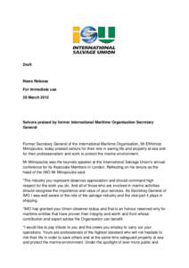 Draft  News Release For Immediate use 28 March 2012