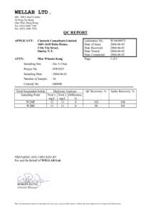 WELLAB LTD[removed]Cornell Centre, 50 Wing Tai Road, Chai Wan, Hong Kong. Tel: ([removed]Fax: ([removed]