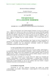 http://www.asmp.fr - Académie des Sciences morales et politiques.  SÉANCE INTERACADÉMIQUE Académie française Académie des Sciences morales et politiques du 13 juin 2005