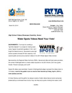 Microsoft Word - News Release Water Spots Videos Need Your Vote UPDATED[removed]docx