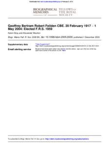 Downloaded from rsbm.royalsocietypublishing.org on February 5, 2014  Geoffrey Bertram Robert Feilden CBE. 20 February 1917 − 1