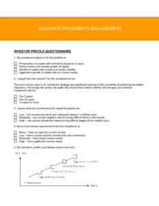ALLIANCE INVESTMENT MANAGEMENT  INVESTOR PROFILE QUESTIONNAIRE 1. My investment objective for this portfolio is: Preservation of capital with minimal fluctuations in value. Some income and modest growth of capital.