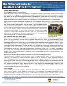    Feature Research Project Controlling the spread of Johne’s Disease   NCLE Newsletter September/October 2010