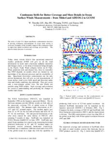 Scatterometer / QuikSCAT / W. Timothy Liu / Tropical cyclone / Wind / Remote sensing / WindScan / Meteorology / Atmospheric sciences / Earth