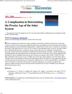 Actinides / Geochronology / Uranium / Lead-lead dating / Isotope geochemistry / Allende meteorite / Chemical element / Isotopes of lead / Isotope / Chemistry / Radiometric dating / Physics