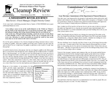 News and information for participants in the  Minnesota Minnesota Adopt-a-River Program