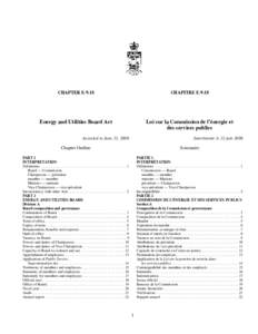 CHAPTER E[removed]CHAPITRE E-9.18 Energy and Utilities Board Act