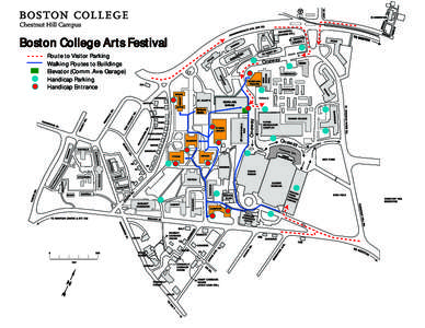 Boston College Arts Festival Route to Visitor Parking Walking Routes to Buildings Elevator (Comm. Ave. Garage) Handicap Parking Handicap Entrance