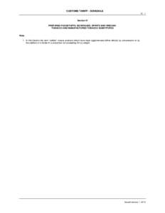 CUSTOMS TARIFF - SCHEDULE IV - 1 Section IV PREPARED FOODSTUFFS; BEVERAGES, SPIRITS AND VINEGAR; TOBACCO AND MANUFACTURED TOBACCO SUBSTITUTES