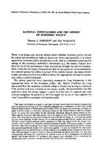 Journal of Monetary Economics[removed]. 0 North-Holland Publishing Company  RATIONAL EXPECTATIONS AND THE THEORY