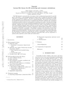 Tutorial Lorenz-Mie theory for 2D scattering and resonance calculations Denis Gagnon and Louis J. Dub´e arXiv:1505.07691v2 [physics.optics] 22 Sep 2015