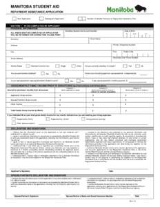 MANITOBA STUDENT AID REPAYMENT ASSISTANCE APPLICATION New Application Subsequent Application