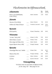 Flaschenweine im Offenausschank Schaumweine Prosecco di Valdobbiadene, Cruner DOCG  Glas