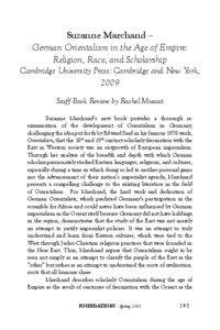 Suzanne Marchand – German Orientalism in the Age of Empire: Religion, Race, and Scholarship
