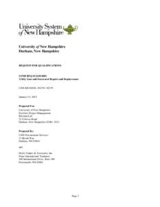 University of New Hampshire Durham, New Hampshire REQUEST FOR QUALIFICATIONS  USNH RFQ #[removed]