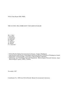 NOAA Data Report ERL PMEL-  THE 10 JUNE 1996 ANDREANOV TSUNAMI DATABASE M. C. Eble1 J. Newman2