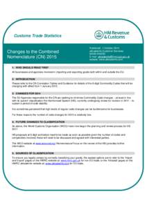 Changes to the Combined Nomenclature 2015