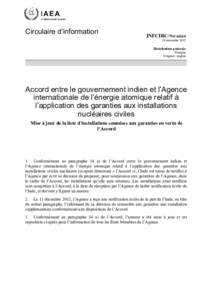 INFCIRC/754/Add.4 - Agreement between the Government of India and the International Atomic Energy Agency for the Application of Safeguards to Civilian Nuclear Facilities - French