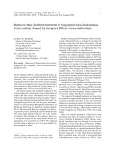 NotesZealand on NewJournal Zealandofmammals New Zoology, 92009, Vol. 36: 11–[removed]–[removed]–0011  © The Royal Society of New Zealand 2009