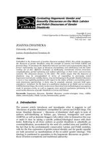 Contesting Hegemonic Gender and Sexuality Discourses on the Web: Latvian and Polish Discourses of Gender Dissidents Copyright © 2015 Critical Approaches to Discourse Analysis across Disciplines