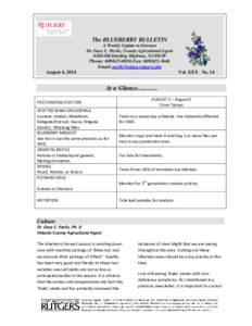 The BLUEBERRY BULLETIN A Weekly Update to Growers Dr. Gary C. Pavlis, County Agricultural Agent 6260 Old Harding Highway, NJ[removed]Phone: [removed]Fax: [removed]Email: [removed]