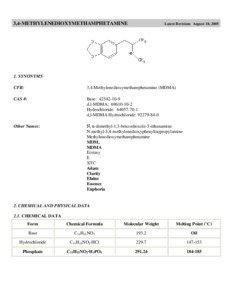 3,4-METHYLENEDIOXYMETHAMPHETAMINE  Latest Revision: August 18, 2005