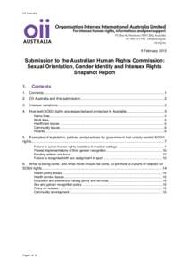 OII Australia  6 February 2015 Submission to the Australian Human Rights Commission: Sexual Orientation, Gender Identity and Intersex Rights