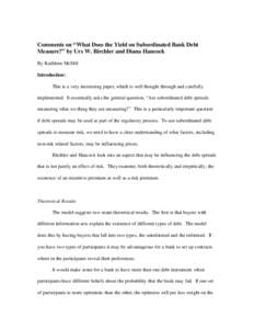 Discussion on “What Does the Yield on Subordinated Bank Debt Measure?” (for the Basel Committee/Banca d'Italia workshop, 20-21 March 2003)