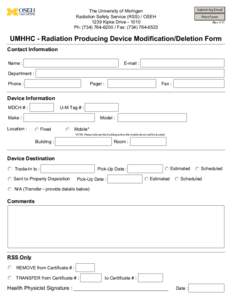 Submit by Email  The University of Michigan Radiation Safety Service (RSS) / OSEH 1239 Kipke Drive[removed]Ph: ([removed]Fax: ([removed]