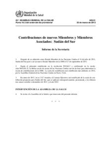65.ª ASAMBLEA MUNDIAL DE LA SALUD Punto 16.5 del orden del día provisional A65[removed]de marzo de 2012