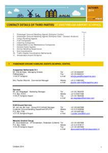 Amsterdam Airport Schiphol Contact Details Third Parties October 2014