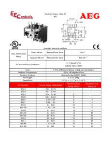 Overload Relays - Class 10 B05 Overload Selection and Data Class 10 Overload Relays