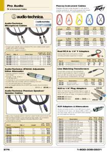 Pro Audio  Peavey Instrument Cables PA & Instrument Cables