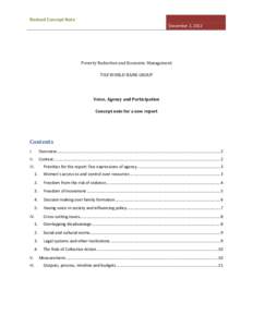 Revised Concept Note December 2, 2012 Poverty Reduction and Economic Management THE WORLD BANK GROUP