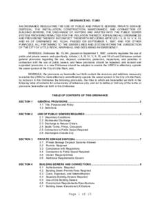 ORDINANCE NO. 17,965 AN ORDINANCE REGULATING THE USE OF PUBLIC AND PRIVATE SEWERS, PRIVATE SEWAGE DISPOSAL, THE INSTALLATION, CONSTRUCTION, MAINTENANCE, AND CONNECTION OF BUILDING SEWERS; THE DISCHARGE OF WATERS AND WAST