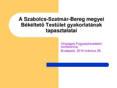 A Szabolcs-Szatmár-Bereg megyei Békéltető Testület gyakorlatának tapasztalatai